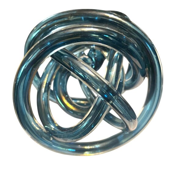 Large Blue Glass Abstract Twisted Endless Love Friendship Infinity Knot 7" - Picture 2 of 4